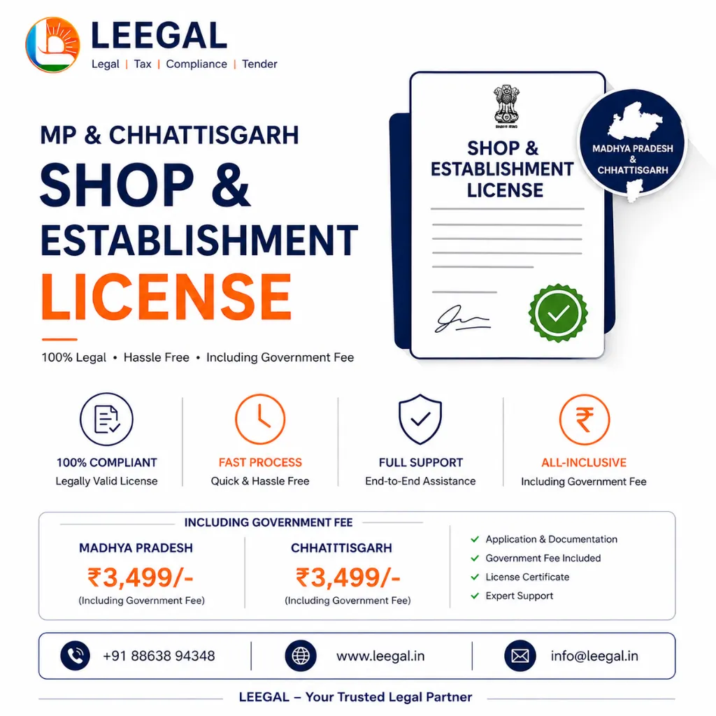 MP & Chhattisgarh Shop and Establishment License including Government fee.webp